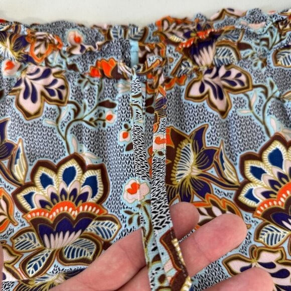 Loft Pull on Wide Leg Pants size S Floral Pockets Paper Bag - Picture 5 of 10